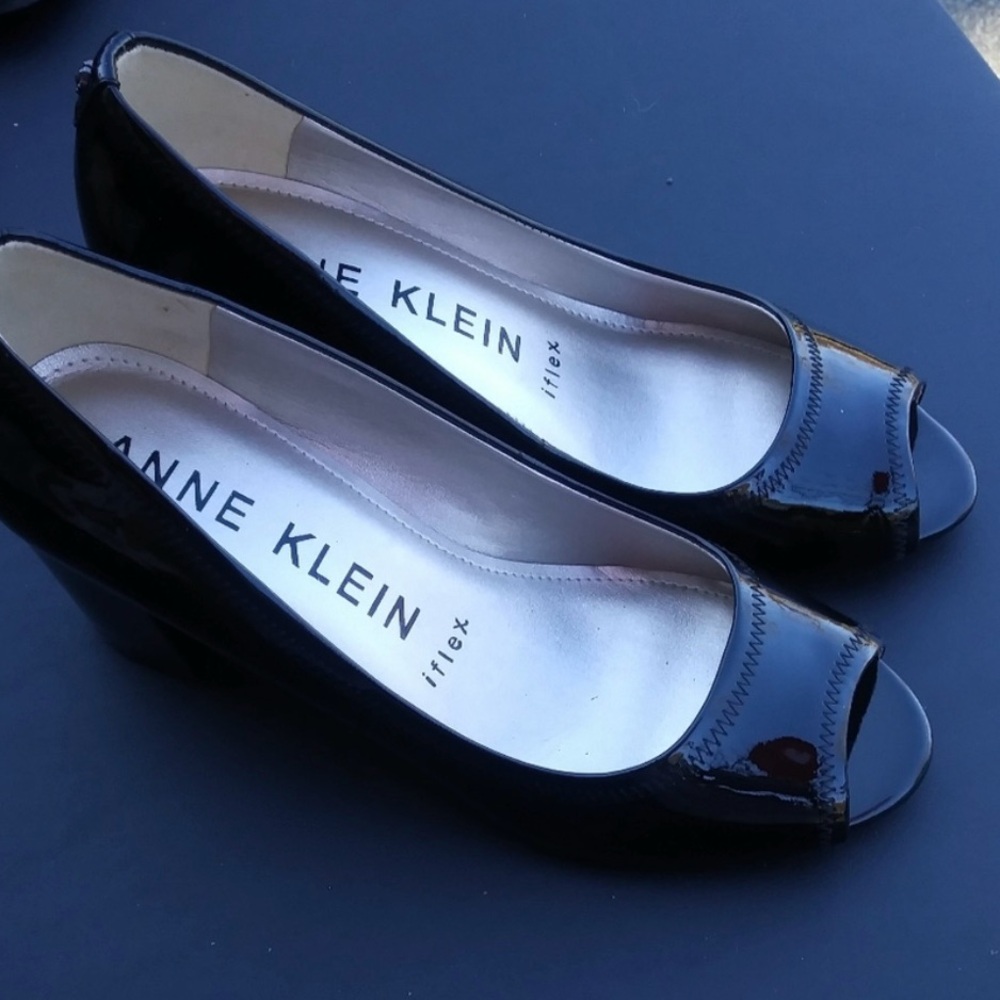Anne Klein Black Peep Toe Heels
